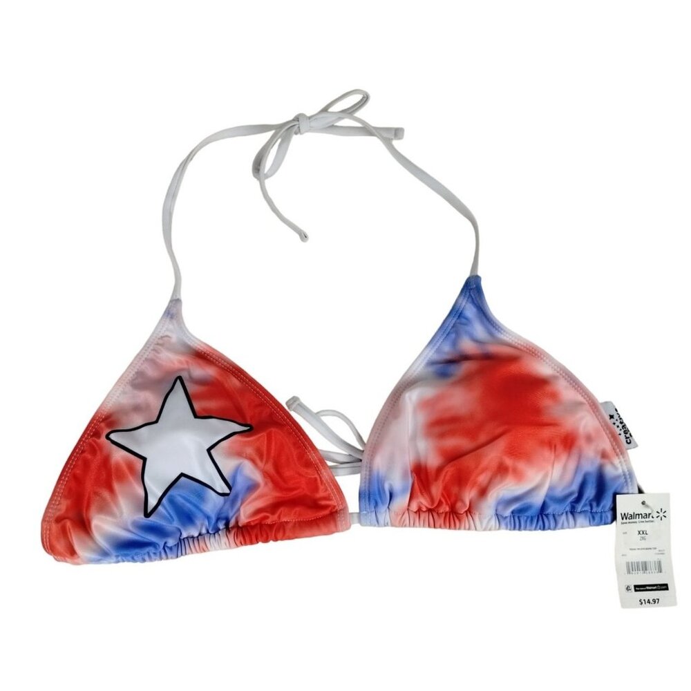 Creative Apparel Misses XXL Texas Tie Dye String Bikini Top